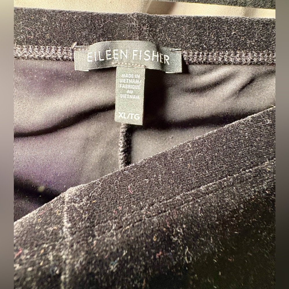 NWOT Eileen Fisher Velvet Black Leggings  Size XL - Picture 7 of 7